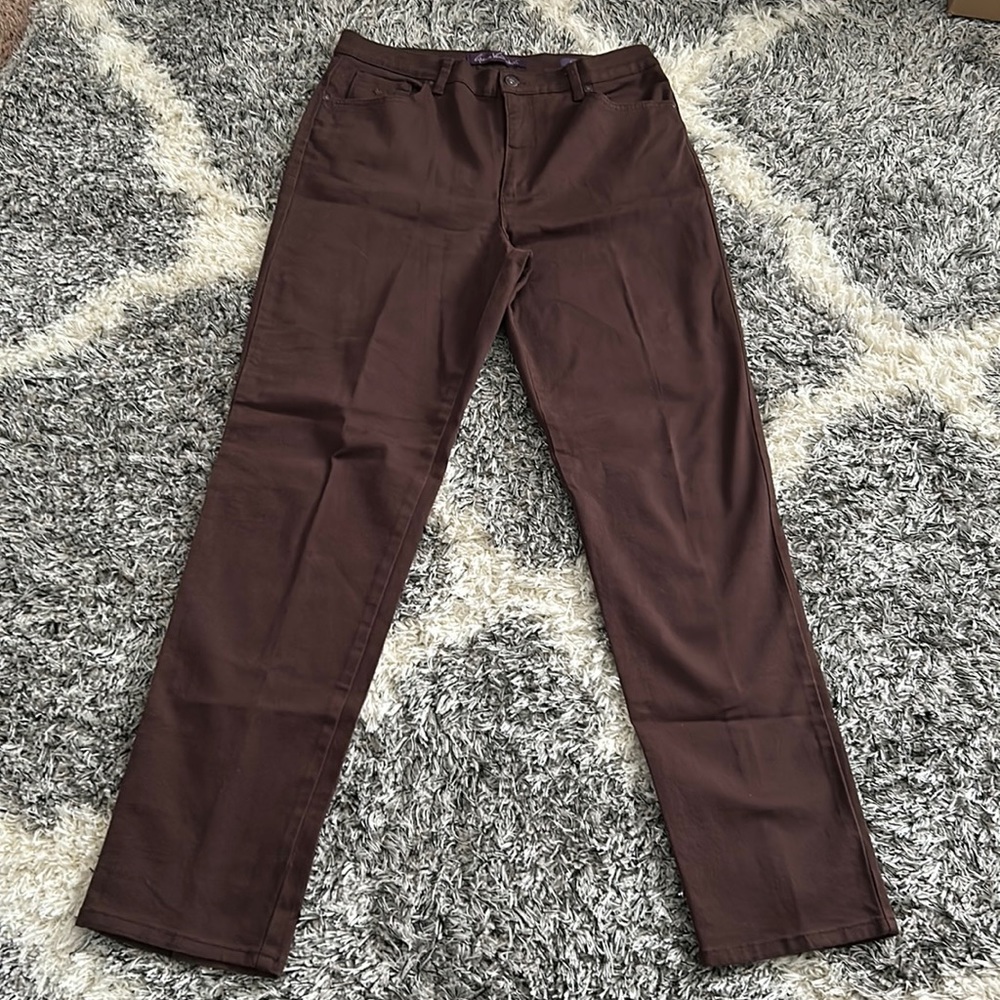 GLORIA VANDERBILT DARK BROWN AMANDA STRETCH JEAN SIZE 12 LONG